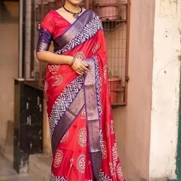 J 6 DESIGNER Batik Silk Cotton Handloom Saree-picture-4