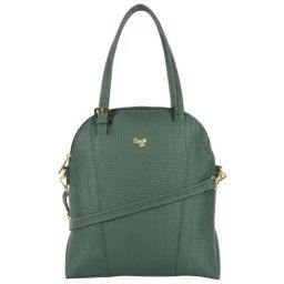 Baggit Green Textured Large Bowler Bag-image-51