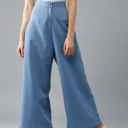 DOLCE CRUDO Light Blue High Rise Denim Flared Pants-picture-49
