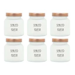 Femora Frosted Glass Storage Jar With Gold Lid (0.7 L) - Set of 6-image-47