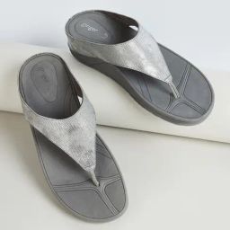 Ginger by Lifestyle Women's Grey Thong Wedges-image-6