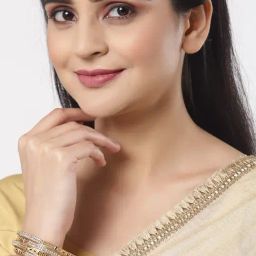 Zeneme Gold Plated Crystal Studded Meenakari Textured Bangles for Women Set of 4-36