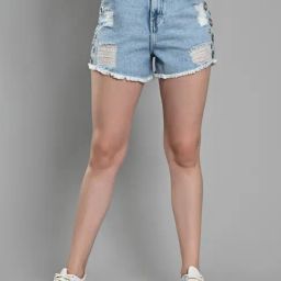 Izel Blue Regular Fit Shorts-image-3