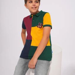Jack & Jones Junior Kids Multi Cotton Color Block Pattern Polo T-Shirt-81