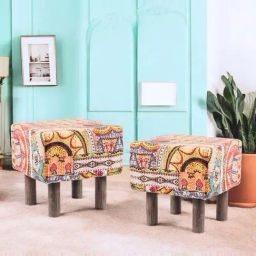 Ikiriya Verona Multicolor Wood Mid Century Ottomans-image-97
