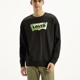 Levi's Black Cotton Regular Fit Logo Printed Sweatshirt-image-90
