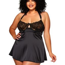 ZERJAMA Self Design Halter Neck Baby Doll-image-101