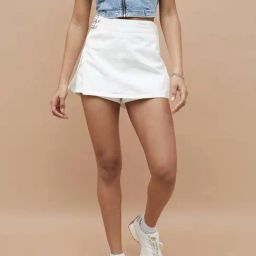 Ginger By Lifestyle White Cotton Regular Fit Skorts-image-18
