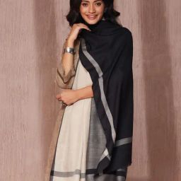 Beige Wool Blend Shawl-image-47