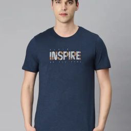 ALCIS Navy Regular Fit Anti Static Printed Sports T-Shirt-image-99