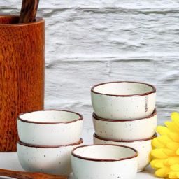 Goodhomes White Stoneware Chutney Bowl - Set of 6-5