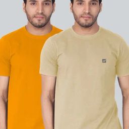 Lux Nitro Yellow & Beige Regular Fit T-Shirt Pack of - 2-image-64