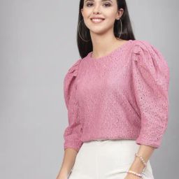 Style Quotient Pink Cotton Self Design Top-29