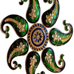 Kala Samarpan Green Meenakari Foldable Rangoli With Centerpiece-40