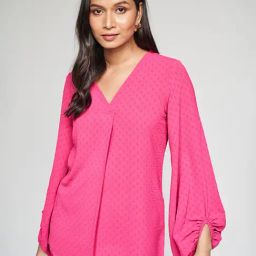 AND Pink Self Design Top-image-73