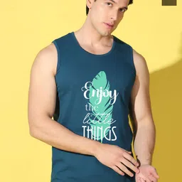 WOOSTRO Pack Of 2 Printed Super Combed Cotton Gym Vests VWS26(ENJOY PEACOCK)(PLAIN OLIVE)-image-47