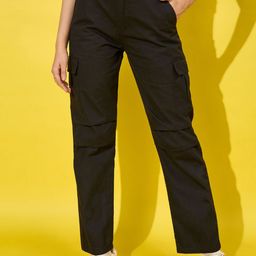 BUY NEW TREND Women Relaxed High-Rise Cargos Trousers-image-73