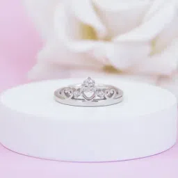 925 Silver AAA Grade American Diamond Tiara Crown Adjustable Ring for Women & Girls-image-39