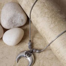 Aatmana German Silver-Toned Half moon Necklace for Women-20