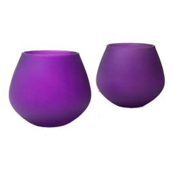 Homesake Violet Glass Large Frost Pot Votive - Set of 2-picture-23