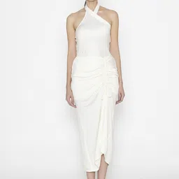 Contemponari Ruched A-Line Midi Skirts-picture-44