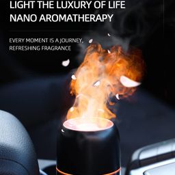 hivagi Touchable Flame Humidifier Ultrasonic Nebulizer - 100ml Desktop Aroma Diffuser for Car and Home with 7-Color LED Lights. (Black) image 5