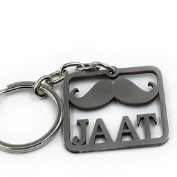 MFH Jaat Moustache Metal Keychain and Keyring (Grey) image 2