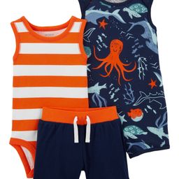 Carter's 3-Piece Nautical Onesie & Short Set - Navy Orange-image-37