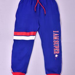 Kiwi I Am Super Print Drawstring Closure Track Pants  - Blue-53