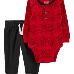 Carter's Baby 2 Piece Henley Onesie with Pant Set - Red-image-71