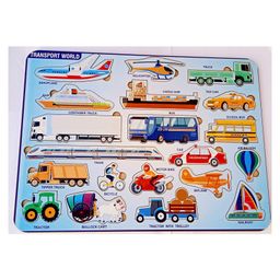 Fingo Brain Wooden Borad Puzzle Transport World Multicolour - 20 Pieces-23
