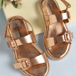 Pine Kids Party Wear Sandals With Buckle Closure - Rose Gold-image-61