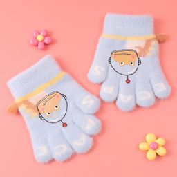 Babyhug Woollen Gloves with Crocodile Print - Sky Blue-image-89
