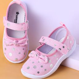 Cute Walk by Babyhug Slip On Casual Shoes with Velcro Closure & Polka Dots Print - Pink-image-35