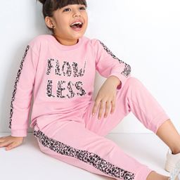 OLLINGTON ST. Cotton Knit Full Sleeves Text Print Sweatshirt & Joggers Winter Wear Co-Ord Set - Pink-picture-32