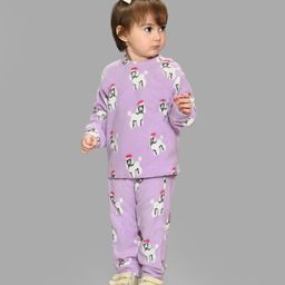 Mi Arcus Full Sleeves Animal Printed Sweatshirt & Coordinating Pajama Set - Lavender-image-81