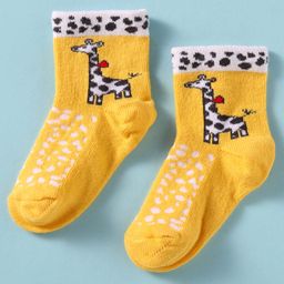 Mustang Cotton Knit Ankle Length Socks with Giraffe Design - Yellow-image-130