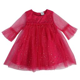 MINI KLUB Full Bell Sleeves Polka Dots Foil Printed Dress - Hot Pink-image-16