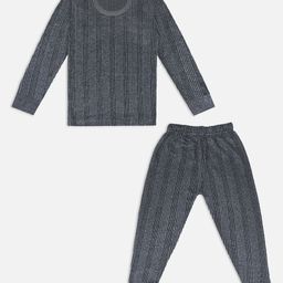 Trampoline Full Sleeves Striped Thermal Sets - Grey-image-10