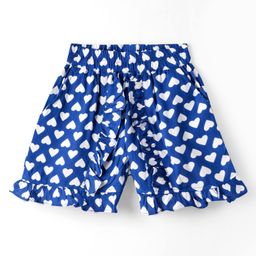 Mark & Mia Woven Knee Length Shorts With Pocket Heart Print & Frill Detailing - Blue-image-58