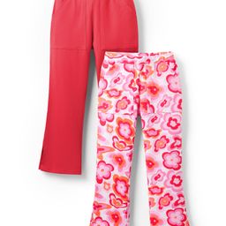 Honeyhap Premium Cotton Elastane Knit Full Length Floral Print Leggings With Bio Finish Pack Of 2-High Risk Red Bright White Nectarine Sachet Pink-image-60