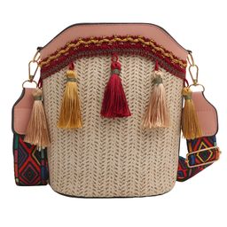 SYGA Women's Pu Material With Bucket Type, Sling Bag (Pink Straw-Style)-picture-37