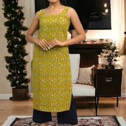 JAIPUR HAND BLOCK Ethnic Motifs Printed Square Neck Pure Cotton Straight Kurta-44