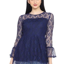 ROARERS Embellished Flared Sleeve Net Top-image-96