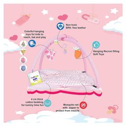 Toddylon Baby Bedding Set New Born Mattress with Net & Sleeping Bag - Pink image 5