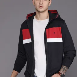 Louis Philippe Sport Striped Hooded Front-Open Sweatshirt-picture-15