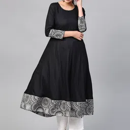 Divena Women Black Solid A-Line Kurta-image-55