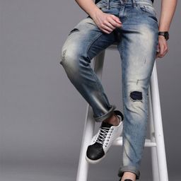WROGN Men Blue Slim Fit Mid-Rise Mildly Distressed Stretchable Jeans-image-67