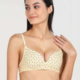 AROUSY Yellow Cotton Printed T-Shirt Bra-image-26
