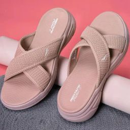 Red Tape Women's Go - Comfort Peach Cross Strap Sandals-10